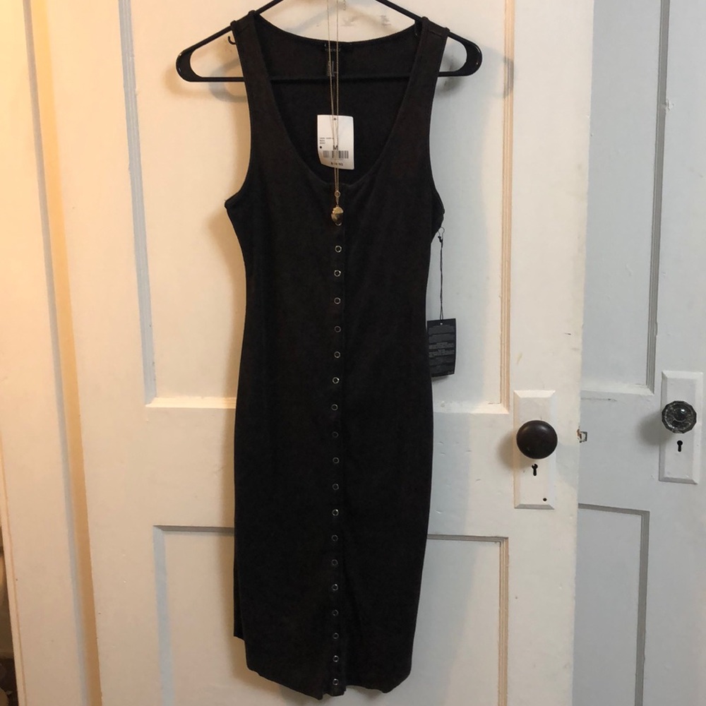 Jersey ribbed button down tank dress